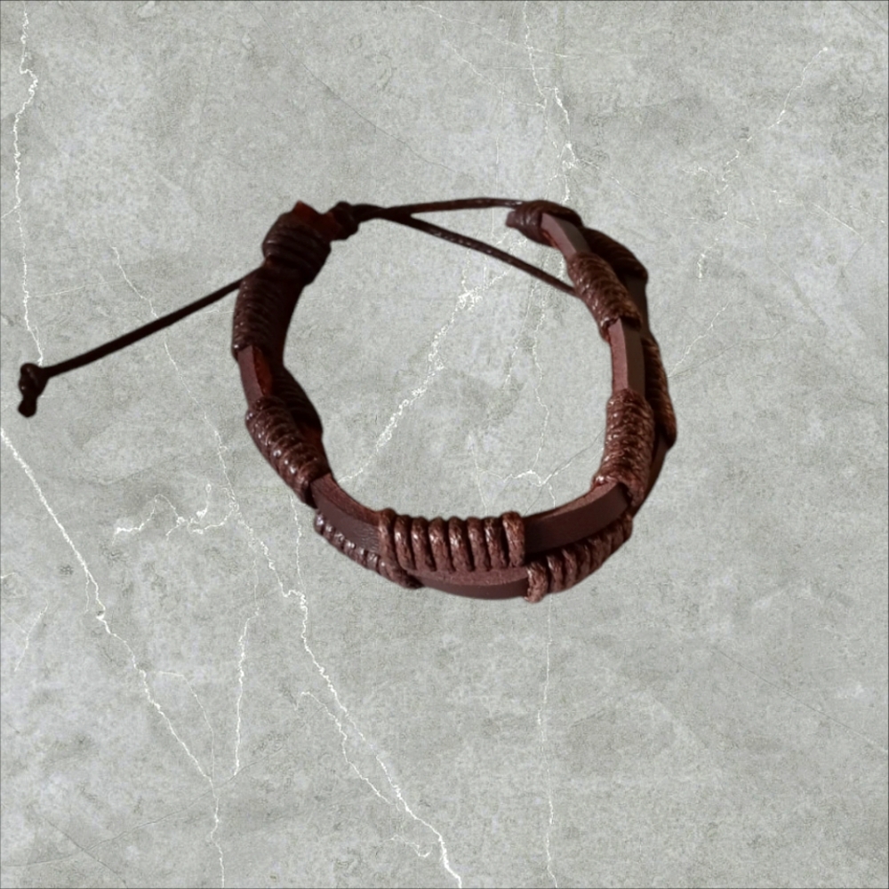 Brown Braided Leather Bracelet